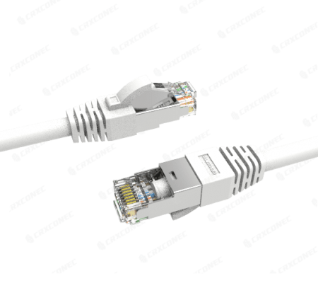 Cable de conexión de parche STP Cat.6A de 26AWG con revestimiento de PVC, color blanco, certificado UL, 0.5M, compatible con 4PPoE